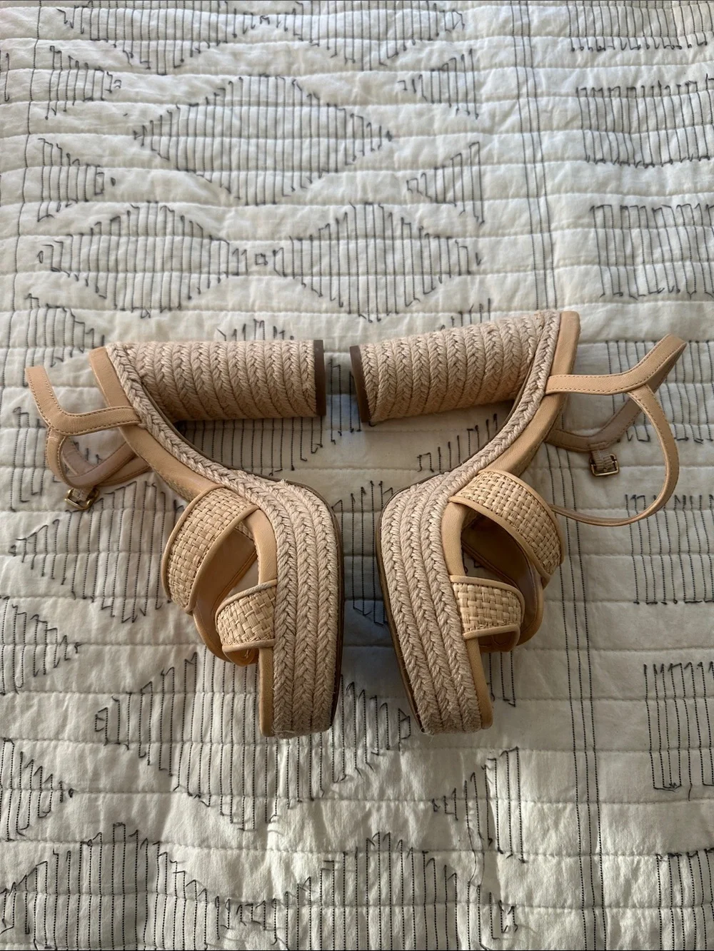 Coach Talina Natural Platform Espadrille Raffia Sandals Shoes Heals